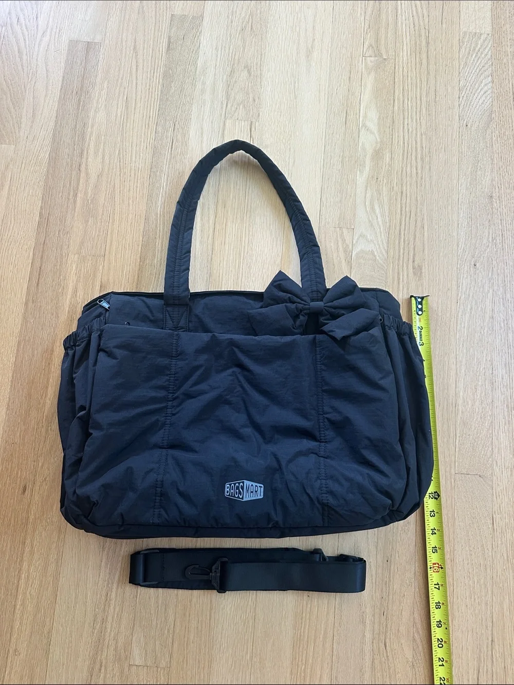 BAGSMART Black Tote Bag with Bow Accent